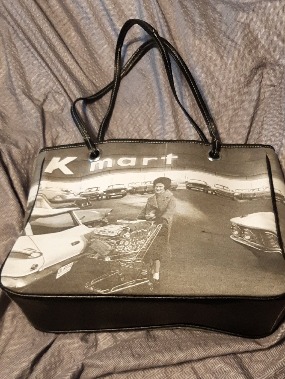 Kmart Vintage Graphic Shopper Tote in Black and White